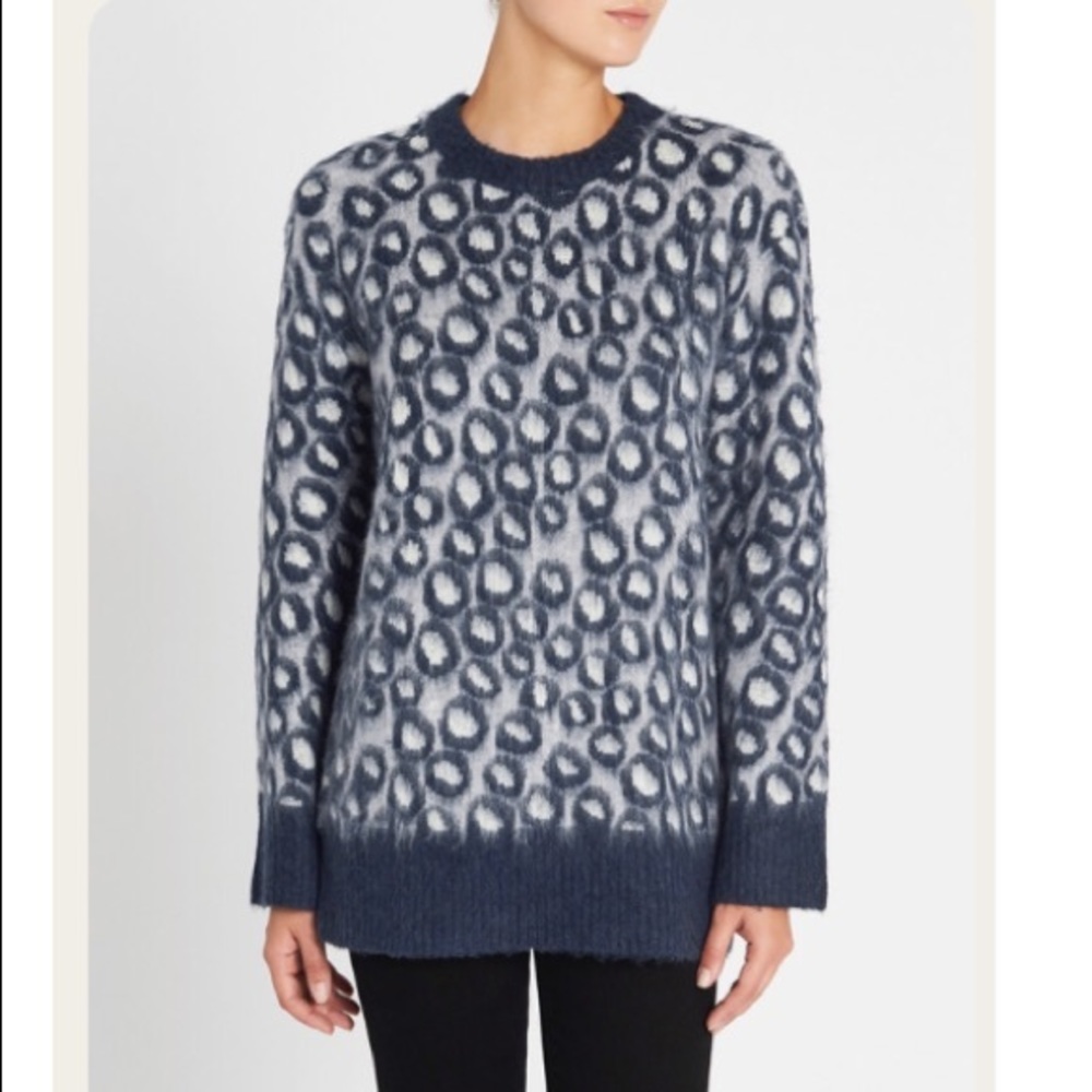 CURRENT/ELLIOTT The Cali Blue Brushed Leopard Print Sweater $316 EUC 0